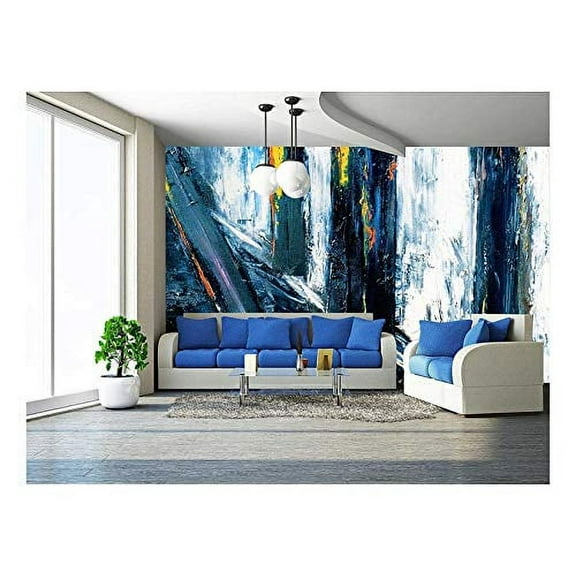 wall26 - Very Large Scale Original Abstract Painting on Canvas - Removable Wall Mural | Self-Adhesive Large Wallpaper - 66x96 inches