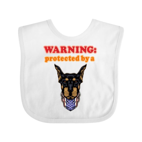 Inktastic Funny Protected by a Doberman Pinscher Dog Boys or Girls Baby Bib