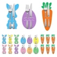 thumbnail image 5 of CoreLiving Easter Cutlery Holders Set of 6 Felt Tableware Bags, Bunny Shaped Utensil Sleeves for Knife Fork Spoon, Carrot Design Spring Kitchen Decor, Funny Money Holders for Cash Gifts, 5 of 7