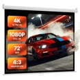 thumbnail image 1 of VEVOR Manual Projector Screen, 72 inch 4:3 4K 1080 HD Retractable Pull Down Projector Screen, Wall Mounted Movie Projection with Pull Rope, Portable Display Projectoin for Family Home Office Theater, 1 of 9