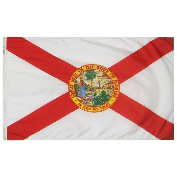 Annin Flagmakers Model 140950 Florida Flag Nylon SolarGuard NYL-Glo, 2x3 ft, 100% Made in USA to Official State Design Specifications