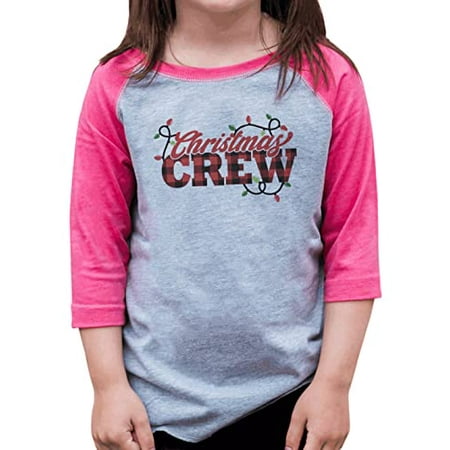

7 ate 9 Apparel Kids Merry Christmas Shirts - Christmas Crew - Buffalo Plaid - Pink Shirt 3T