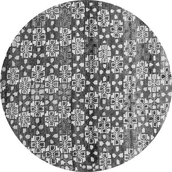 Ahgly Company Indoor Round Abstract Gray Contemporary Area Rugs, 8' Round