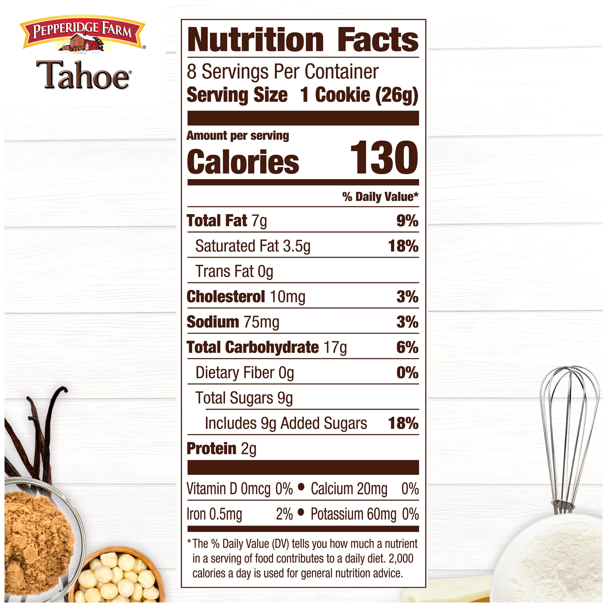 (3 pack) Pepperidge Farm Tahoe Crispy White Chocolate Macadamia Nut Cookies, 7.2 oz Bag (8 Cookies)