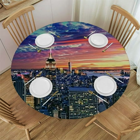 

BCIIG Sunset Round Table Cover Stain Resistant Washable for Indoor Outdoor Tablecloth Kitchen Dining Wedding Parties 100% Polyester Decorative Table Cloth 31 -35