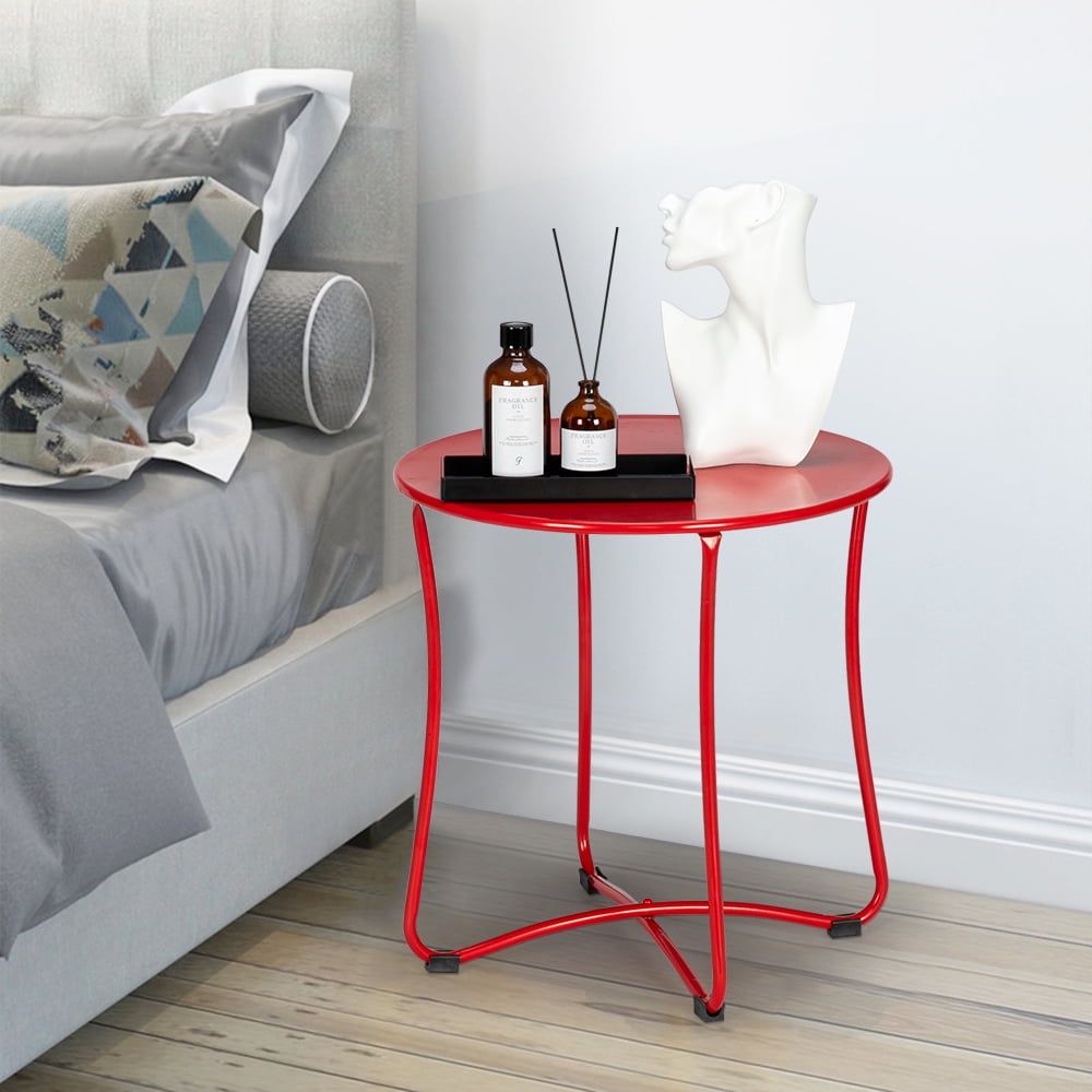 Kepooman Coffee Table, Round Metal Accent Table, Sofa Table, Rust-proof and Waterproof Accent Coffee Table, Outdoor and Indoor Snack Table, Red Kepooman Coffee Table, Round Metal Accent Table, Sofa Table, Rust-proof and Waterproof Accent Coffee Table, Outdoor and Indoor Snack Table, Red