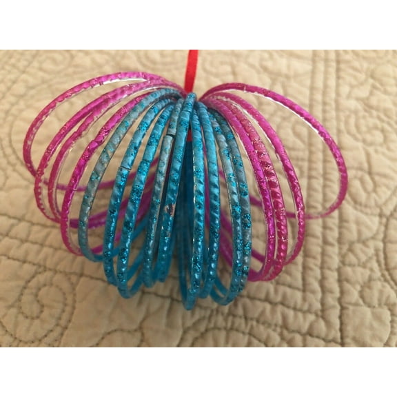 Pakistani Indian Women Traditional Pink Blue 15 Glass Bangle Ballet Bollywood 2” New