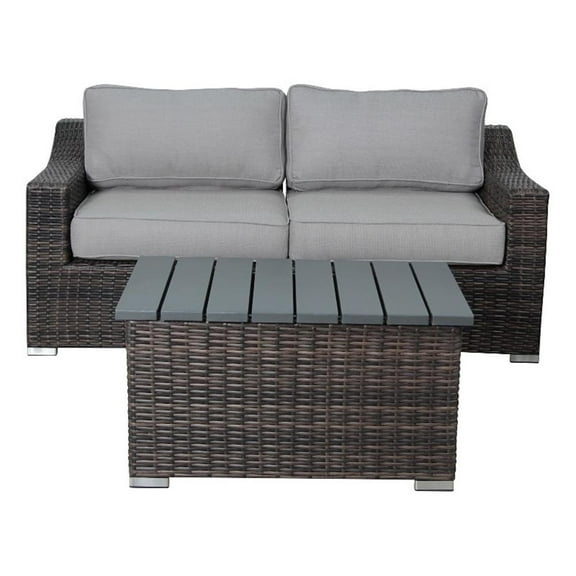 Living Source Internaltional Wicker / Rattan 2-Person Seating Group in Brown