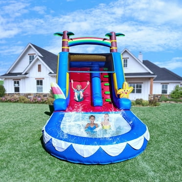 Relunch Inflatable Water Slide Bounce House with Splash Pool &Blower for Kids Outdoor Party