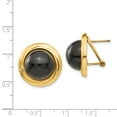 thumbnail image 2 of 14K Yellow Gold Round Onyx Omega Back Post Earrings, 2 of 2