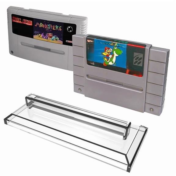 Game Cartridges Holder for Nintendo SNES Clear Game Card Display Stand Cartridge Holder Compatible with NTSC PAL Durable Portable Plastic Storage Shelf