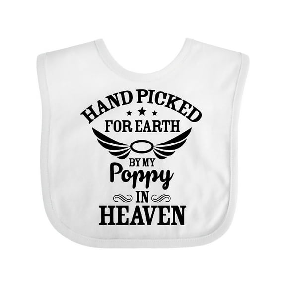 Inktastic Handpicked for Earth by My Poppy in Heaven with Angel Wings` Boys or Girls Baby Bib