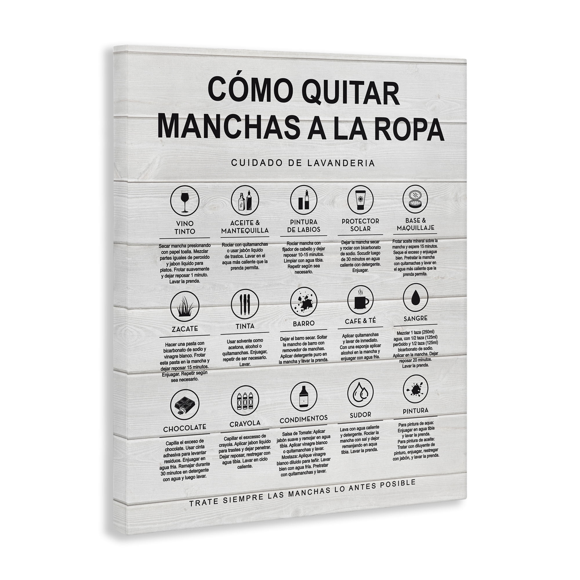 Stupell Industries Guía de Limpieza de Manchas, Blanco Bath & Laundry Painting Wrapped Canvas Art Print Wall Art, 30 x 40