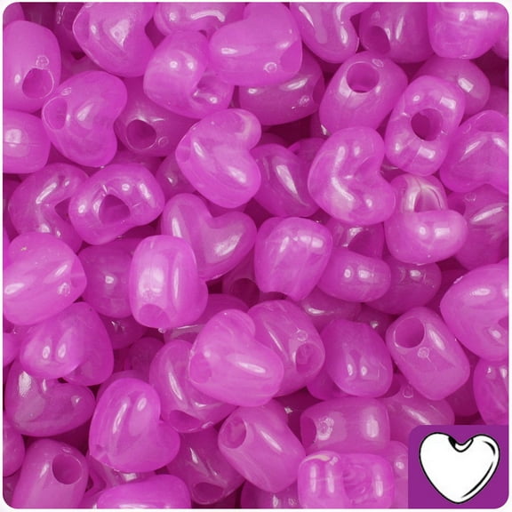 BeadTin Purple Glow 12mm Heart Pony Beads (250pcs)
