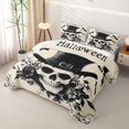 thumbnail image 3 of Erosebridal Halloween Skull Quilt King, Spooky Bat King Coverlet Set for Boys Girls, Beige Black, 3-Piece 1 Bedspread and 2 Pillowcases, 3 of 7