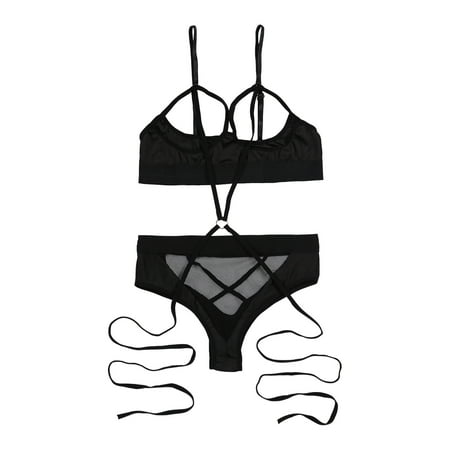 

Odeerbi Plus Size Lingerie Set for Women Sexy Hollow Suit Passion Clothes Black