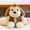 Palm D-Bow 5.9, variant on Sitting Egg Tart Puppy Plush Toy with Glasses, Soft Stuffed Dog Doll, Decorative Gift