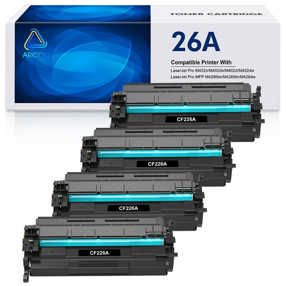 26A CF226A Toner Cartridge Black 4 Pack Compatible for HP 26A CF226A 26X CF226X Laserjet Pro M402dn M402n M402dw MFP M426fdw M426fdn M426dw M402 M426 Series Printer Ink High Yield