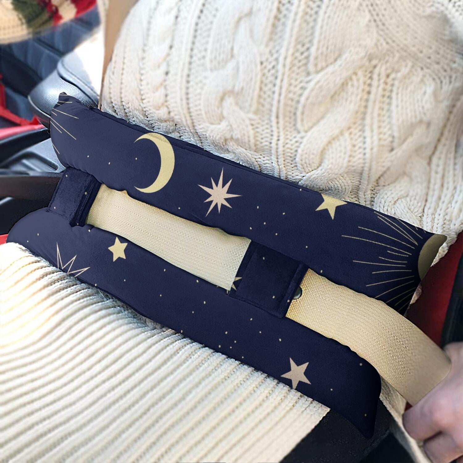 Ethereal Moon and Sun Seatbelt Pillow Pressure Relief Pad for Post-Chest Surgery Comfort