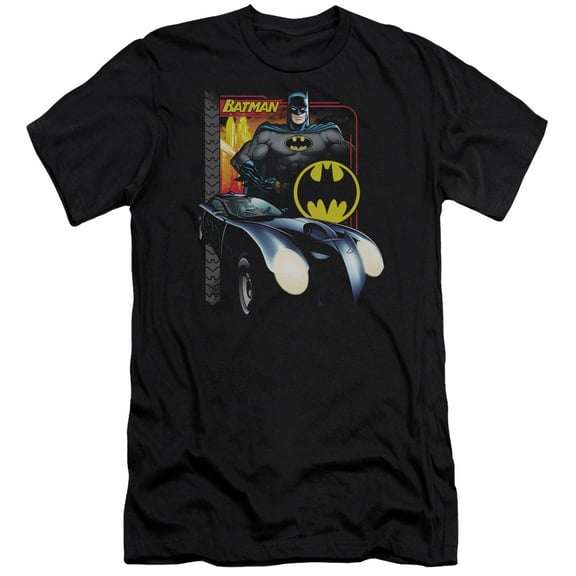 Batman Bat Racing Premium Canvas T-Shirt Adult Slim Fit 30/1 Black
