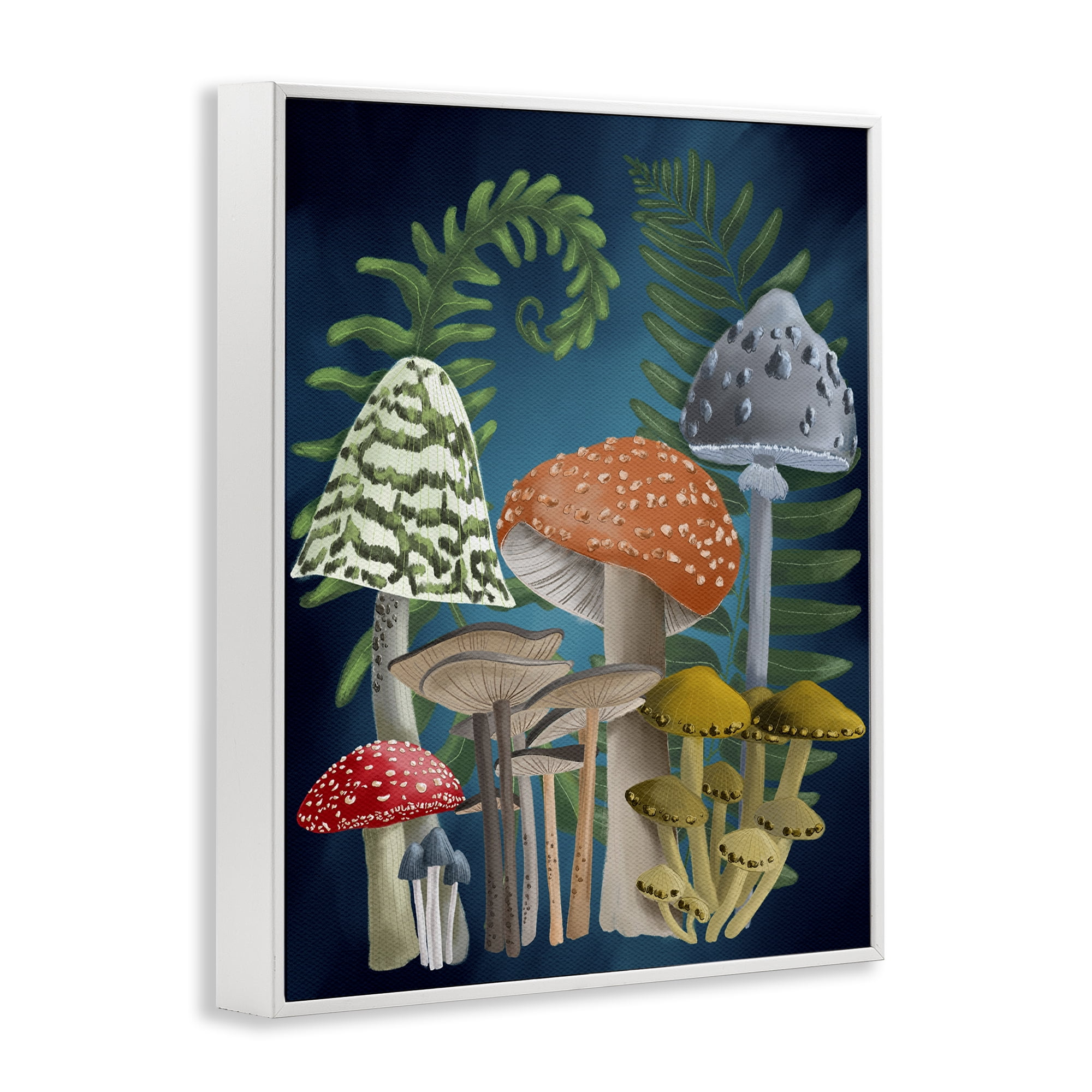 Stupell Industries Curling Ferns & Mushrooms Botanical & Floral Painting White Framed Art Print Wall Art, 24 x 30