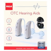 RCA OTC Behind-the-Ear Hearing Aids with Charging Case, Beige