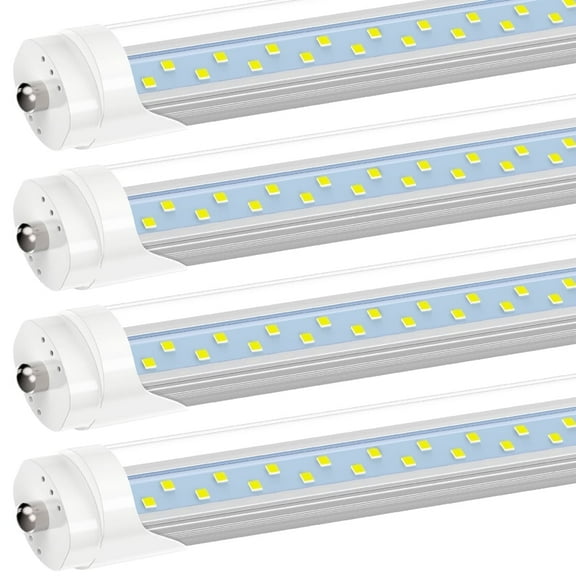 T8 8ft LED Tube Light Bulbs, Single Pin Fa8 Base, Dual Row 72W 6000K,ETL Listed,4-Pack