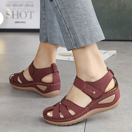 

HIBRO Fashion Women Summer Comfortable Wedges Shoes Beach Peep Toe Breathable Sandals