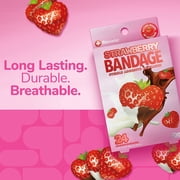 BioSwiss Bandages, Strawberry Shaped Self Adhesive Bandages, Latex Free Sterile Wound Care, Fun First Aid Kit Supplies for Kids and Adults, 24 Count