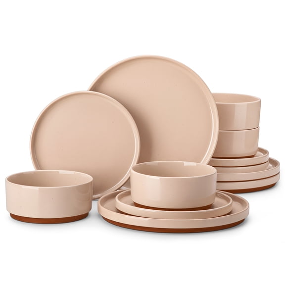 vancasso 12 pcs Dinnerware Sets, Porcelain Plates and Bowls Set for 4, Kitchen Dinner Set, Dishwasher&Microwave Safe