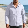 thumbnail image 2 of GUZOM Mens UPF 50+ Hooded Full Zip Sun Protection Jacket Lightweight Breathable Quick Dry Nylon Spandex White for Hiking Fishing Running,Size 5XL, 2 of 9