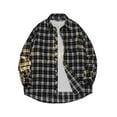 thumbnail image 1 of Blusa y camisa de manga larga con cuello vuelto para hombre, estilo informal, a cuadros, con bolsillos y botones, de licra, 1 of 3