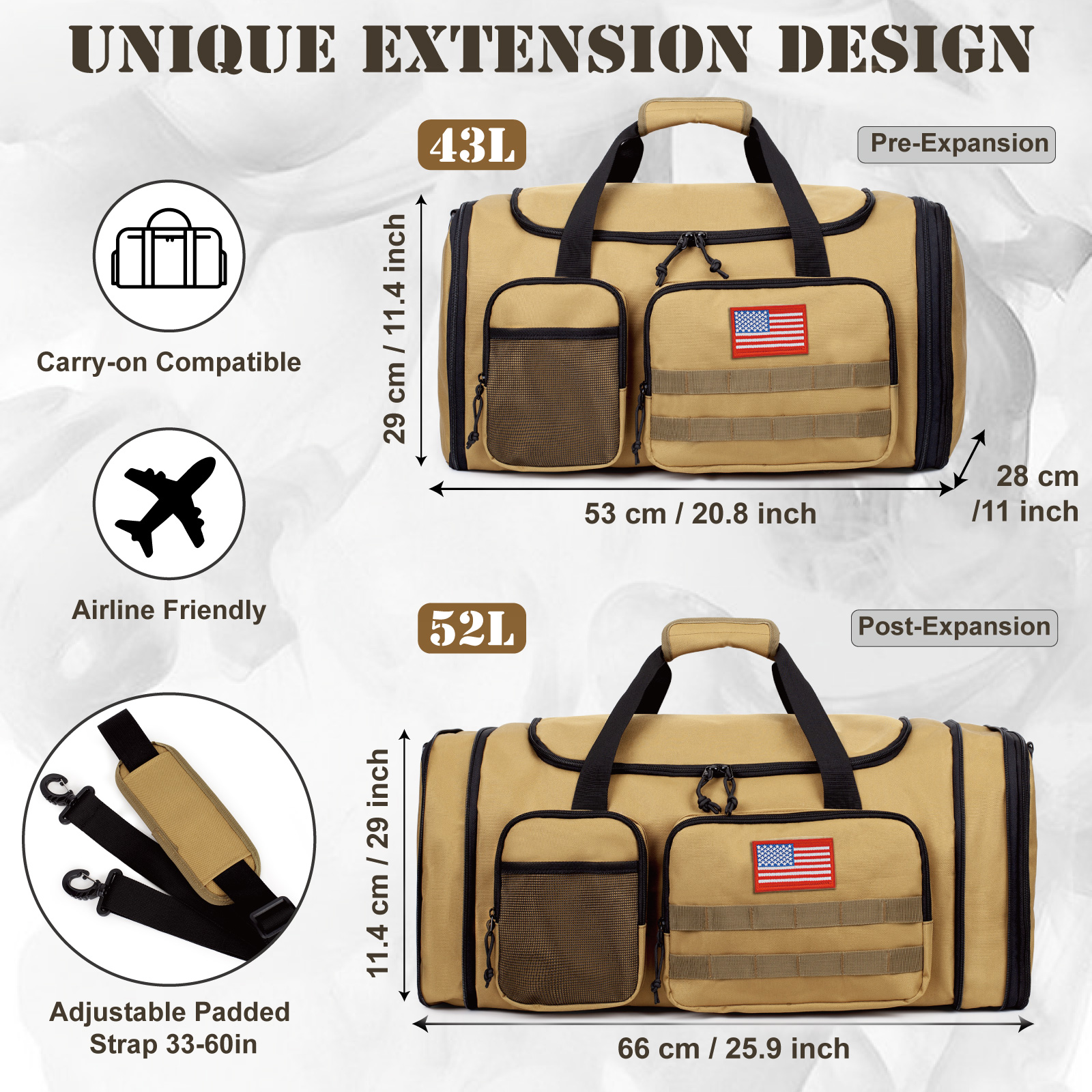 TRIPGEAR 21" 45L Expandable 2-in-1 Gym Duffle Bag for Men, Travel Backpack with Shoe & Wet Pocket, Overnight Carry-on Bag