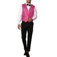 thumbnail image 2 of INSPIRE CHIC Shiny Sequin Vest for Men's V-Neck Party Sleeveless Suit Waistcoat L Rose Red, 2 of 5