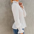 thumbnail image 4 of Women Solid Long Sleeve Turtle Neck Ruched T-Shirt Flare Sleeve Blouse Tops, 4 of 9