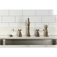 thumbnail image 3 of Kingston Brass KB1793BPLBS Bel-Air Double-Handle Widespread Kitchen Faucet with Brass Sprayer in Antique Brass, 3 of 8