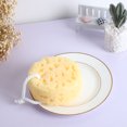 thumbnail image 4 of Unique Bargains Home Bath Shower Yellow Round Body Clean Soft Sponge w White Loop, 4 of 5