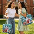 thumbnail image 2 of XYZCANDO Christmas Santa Print Padded Shoulder Handbag Large Capacity Quilted Handle Tote for Holiday Shopping Travel Work Daily Use with Roomy Compartment, 2 of 7