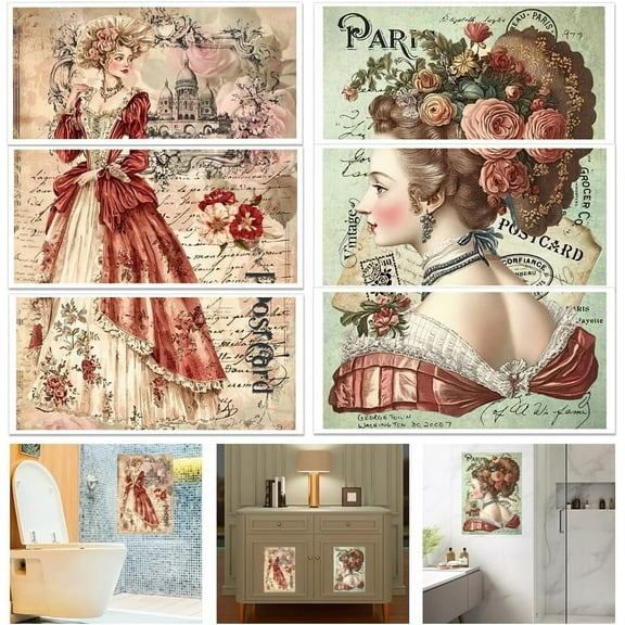 6Pcs PVC Waterproof Decorative Stickers Self Adhesive Decals for Furniture Decoration Human 300x150mm 1pc/style