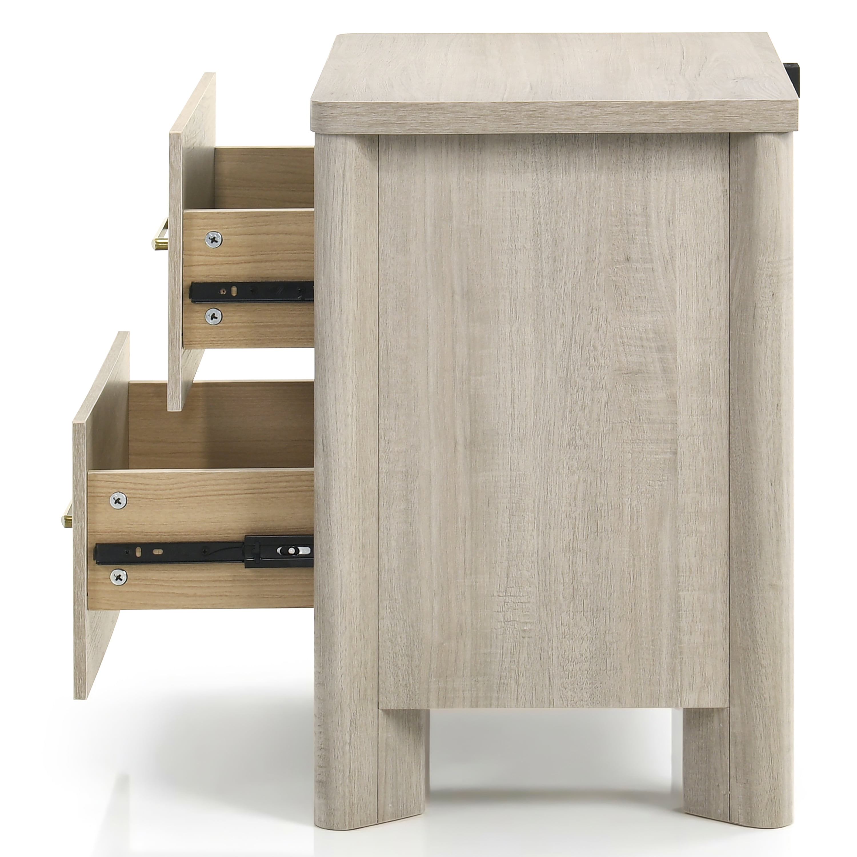 Furniture of America Gracie Modern Wood 2-Drawer Kids Nightstand with USB Ports, Cool Beige