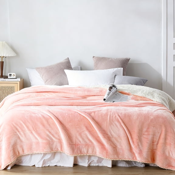 ROSEKIND Ultra Soft Cozy Faux Fur Throw Blanket, Fuzzy Plush Thick Bubble Blanket| Pink|50x60inch