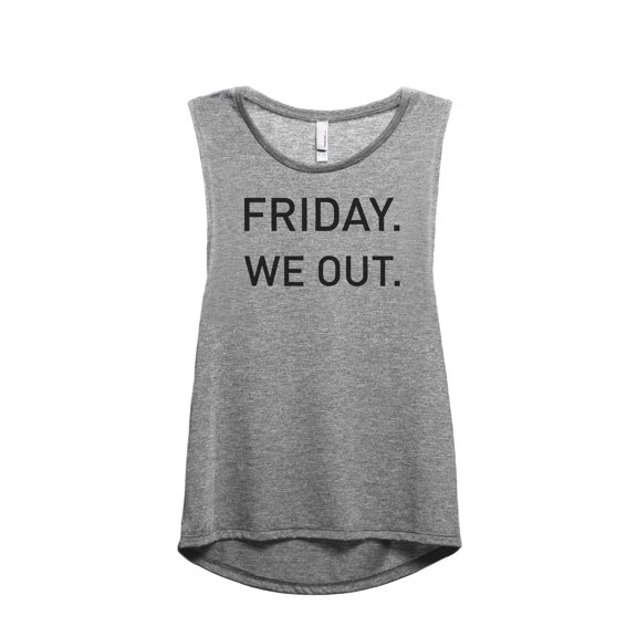 Friday We Out Women's Fashion Sleeveless Muscle Workout Yoga Tank Top Heather Grey Grey Large