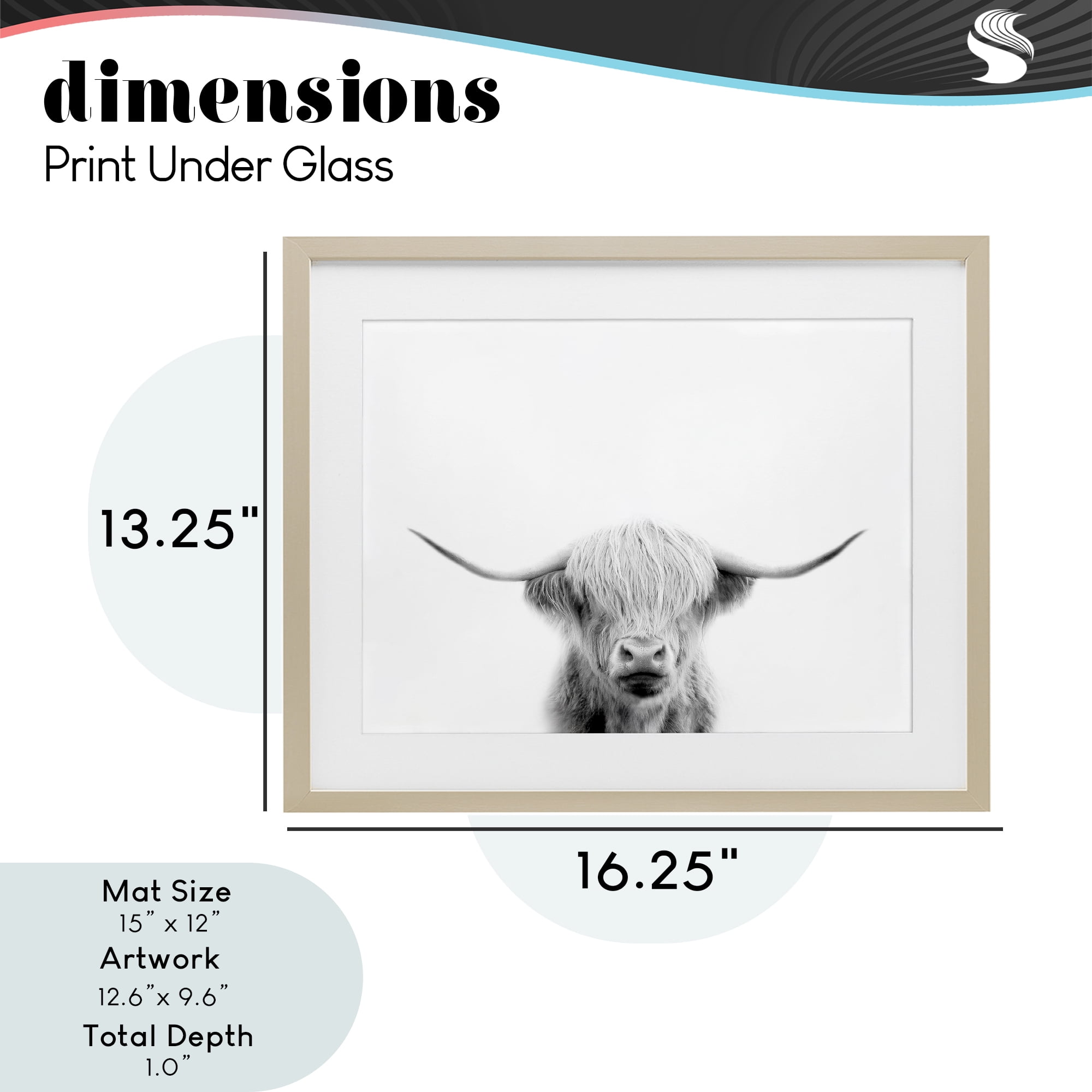 Stupell Industries Scottish Cow Portrait Birch Framed Print Under Glass, design by Leah Straatsma