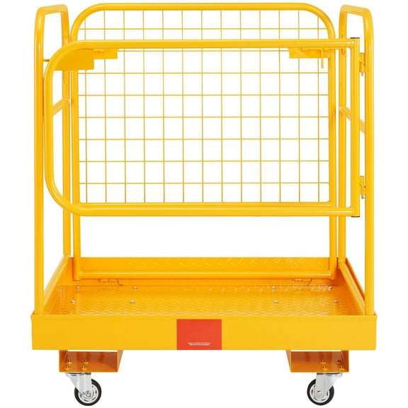 Forklift Safety Cage, 1200LB Capacity 36"x36" Folding Work Platform with Swivel Wheels & Anti-Slip Floor, OSHA-Compliant Aerial Work Platform for 1-2 Adults