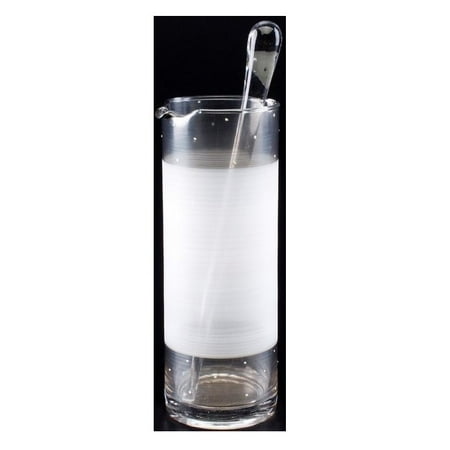 

White and Clear Contemporary Hand Painted Martini Pitcher with Stirring Rod 40 oz.