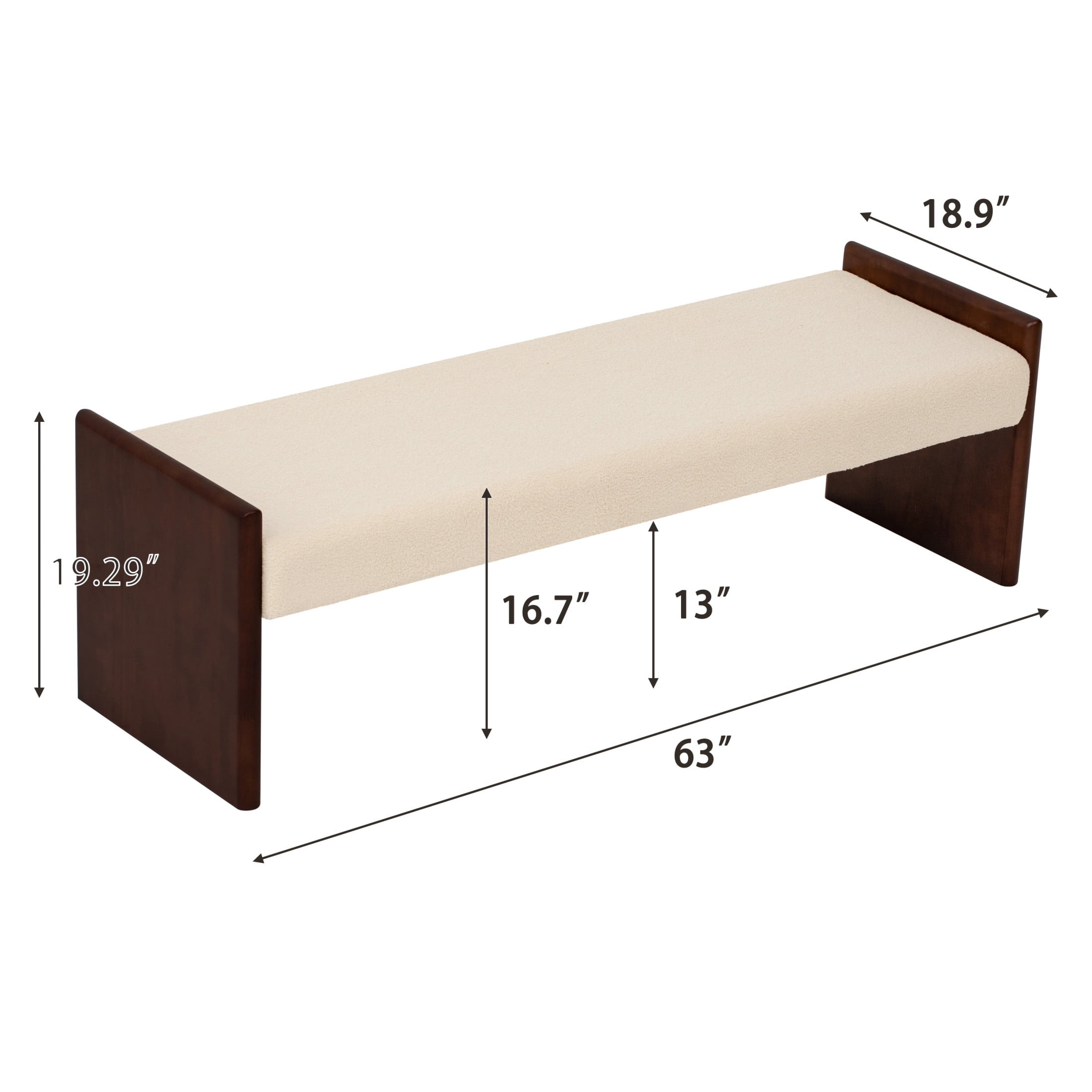 Christopher Knight Home 63" Modern Boucle Upholstered Decorative Ottoman Bench, Wood Frame, Light Camel