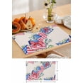 thumbnail image 6 of 4th Of July Placemats Set of 4, Washable Woven Burlap Cloth Fabric Placemat for Square/Rectangle/Round/Oval Dining Table, Easy Clean Place Mats for Toddlers, Kids Green Eucalyptus Leaves Stripes Stars, 6 of 6