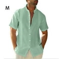 thumbnail image 2 of pitrice Men Shirt Casual Short Sleeve Breathable Replacement Button Down Solid Color Fashionable Home Dating Shirts Top Green M 1Set, 2 of 5