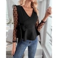 thumbnail image 3 of SOMER Womens V Neck Tops Black Going Out Tops for Women Dressy Casual Long Sleeve Lace Sexy Tops Trendy 2025, 3 of 8
