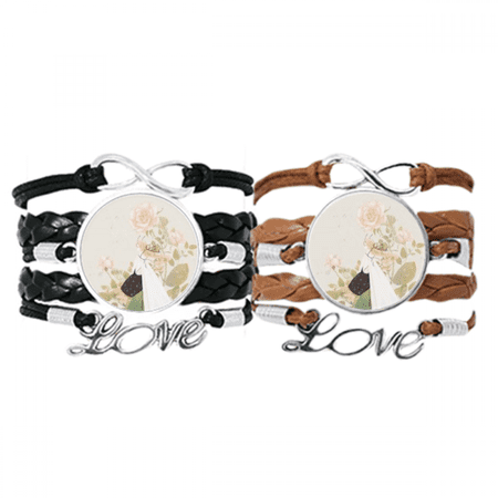 flower chinese classical style illustrator bracelet hand strap leather wristband double set